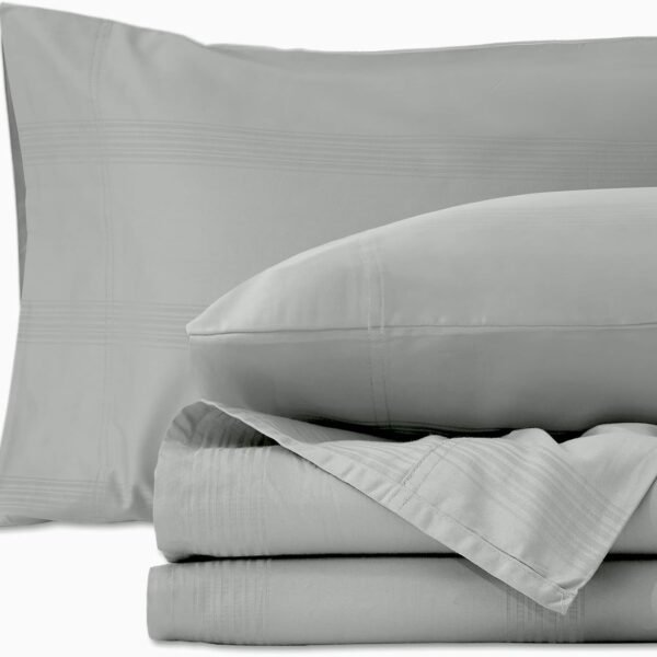 Soft And Breathable Sheet Set With Sateen-Striped Jacquard Pattern