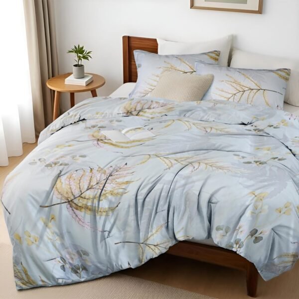 Botanical Leaf And Floral Print 4-Piece Set; Soft, Breathable, Comfortable, And Lightweight