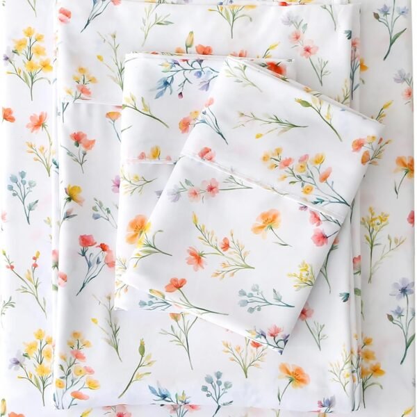Vintage Botanical Floral Print 4-Piece Set; Soft, Breathable, Comfortable, And Lightweight