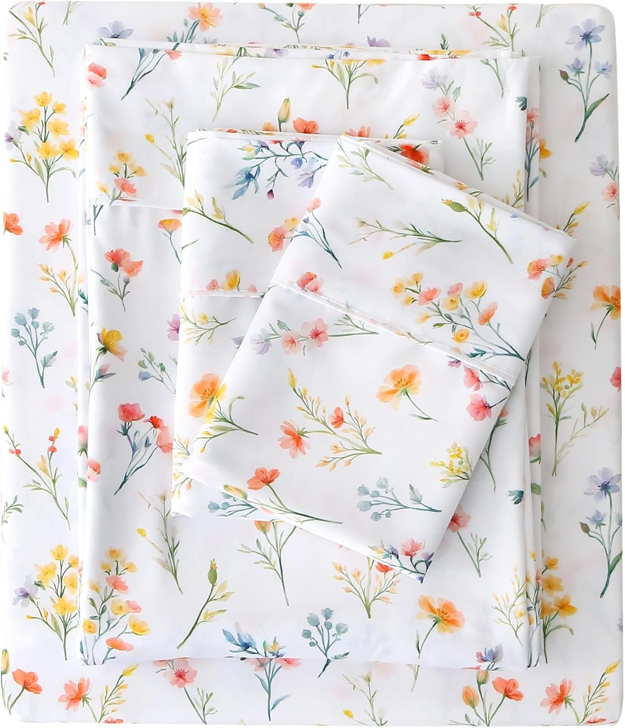 Vintage Botanical Floral Print 4-Piece Set; Soft, Breathable, Comfortable, And Lightweight
