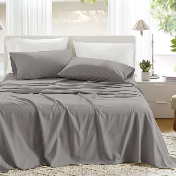 Breathable Cotton 4-Piece Sheet Set With Deep-Pocket Design For Year-Round Use