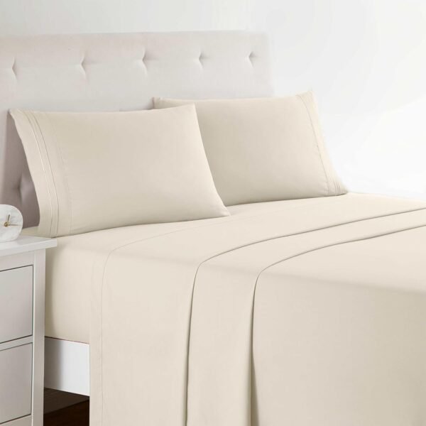 Luxury Soft Beige 4-Piece Bedding Set With Deep Pockets (Wrinkle-Resistant & Fade-Resistant)
