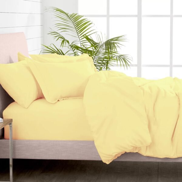 Long-Staple Combed Cotton Sateen 4-Piece Set (Duvet Cover & Fitted Sheet)