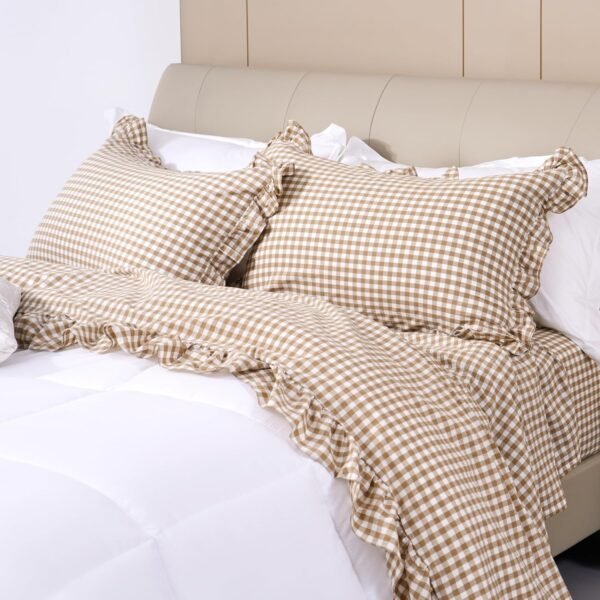 Soft, Breathable Cotton Sheet With Checkerboard Pattern And Linen-Like Texture