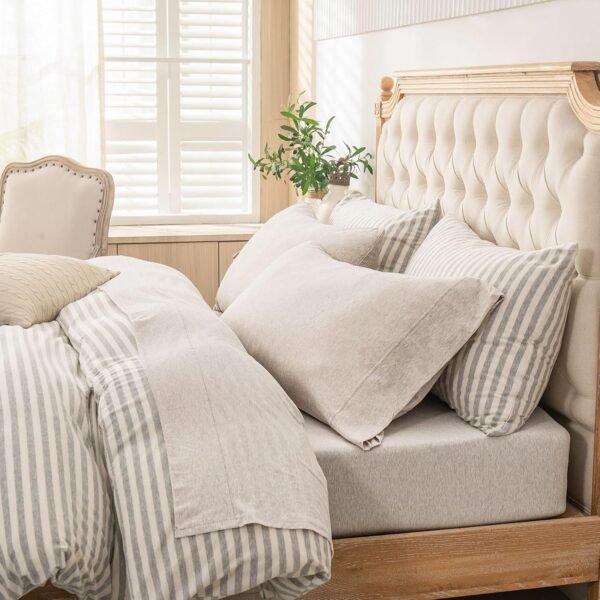 Soft And Comfortable Knit Cotton Sheet Set With Deep Pockets