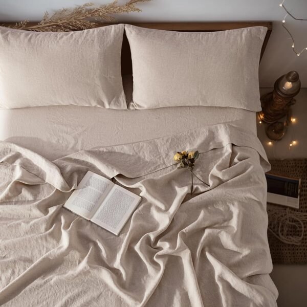 Breathable And Cool Organic Cotton-Linen Blend Sheet Set