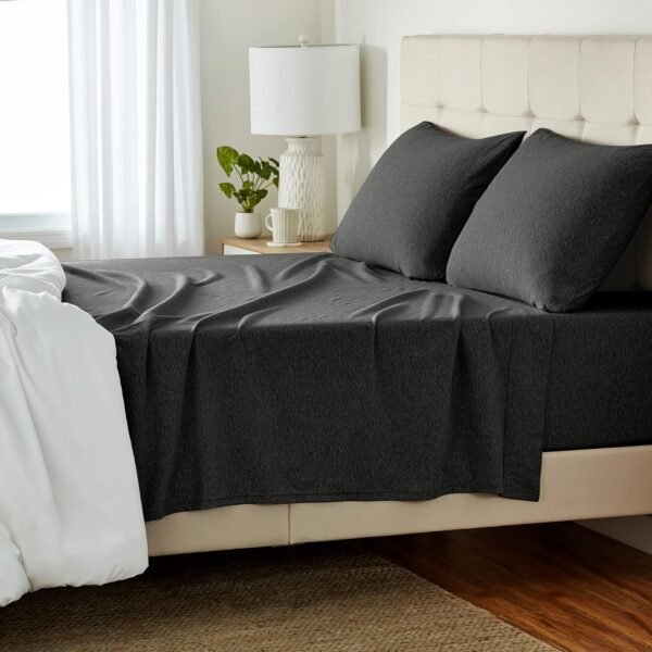 Ultra-Soft Cotton Knit 4-Piece Set With Fitted Sheet (Dark Gray)