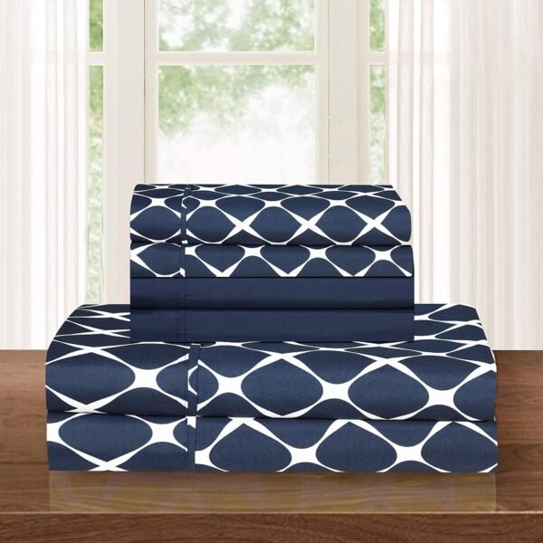 Soft Brushed Microfiber 4-Piece Set With Plaid Pattern And Orange Ruffles