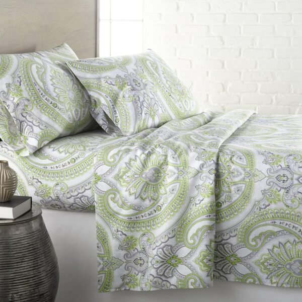 Green Paisley Floral Print 4-Piece Set: Soft, Comfortable, And Breathable