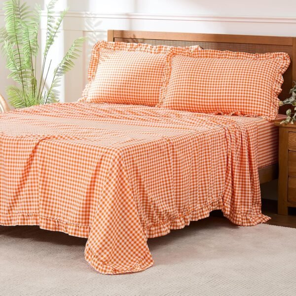 Comfortable, Breathable Purple Clover-Print Microfiber 4-Piece Set With Deep Pockets